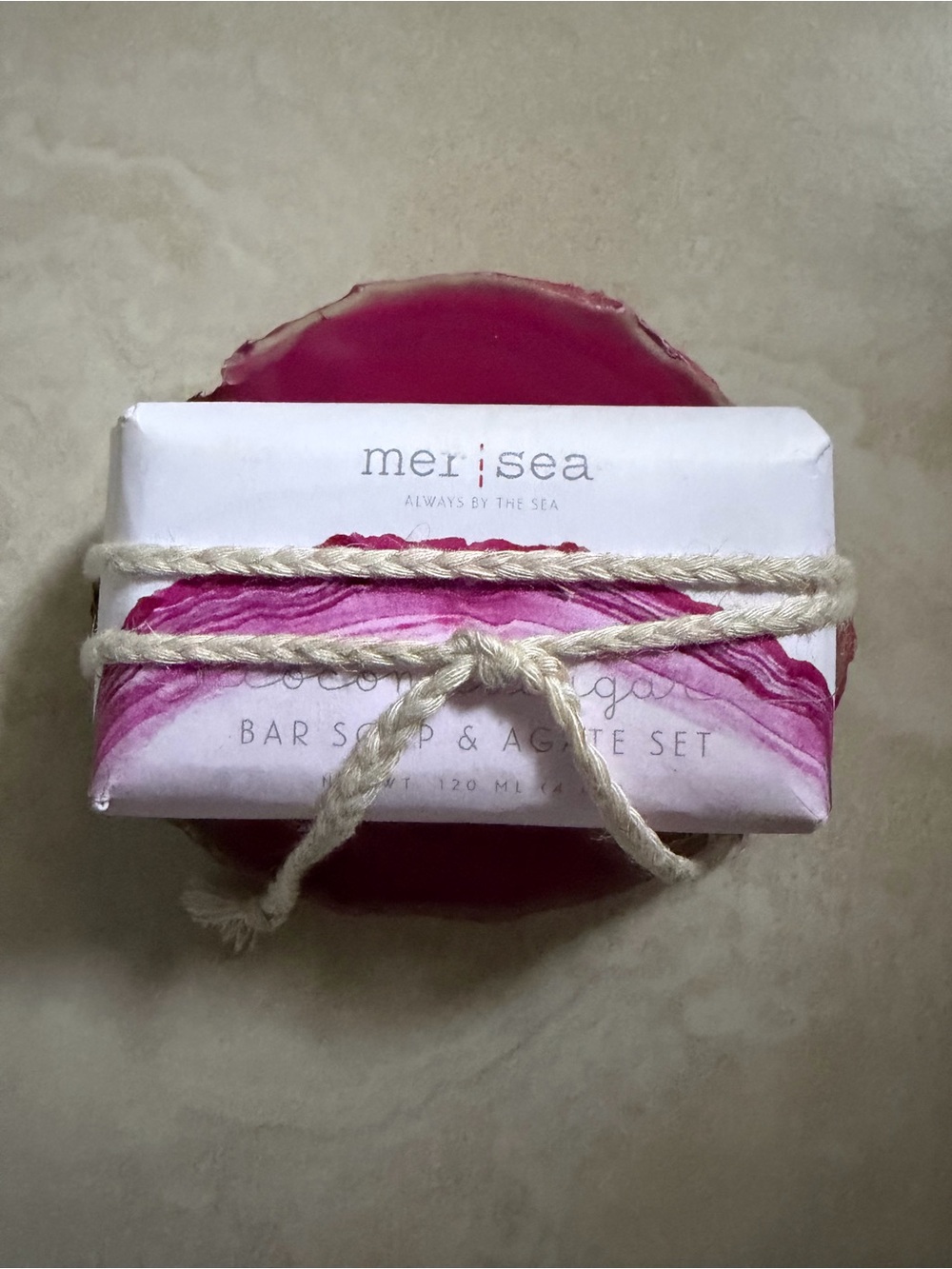 Anthropologie mer|sea Pink Bar Soap & Agate Set Coconut Sugar